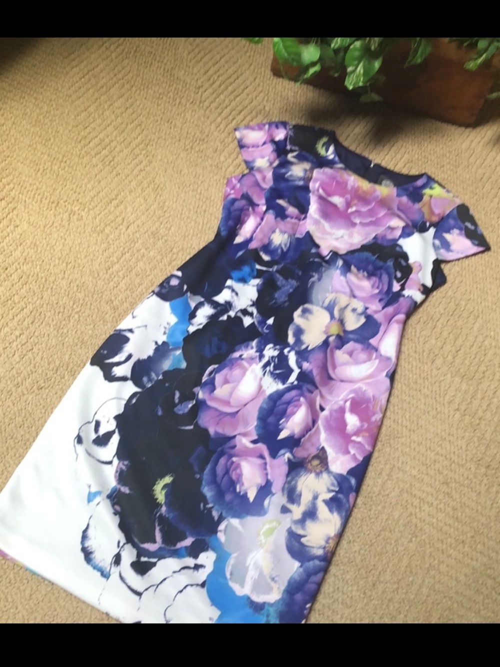 Vince Camuto Purple and Blue Floral Sheath Dress